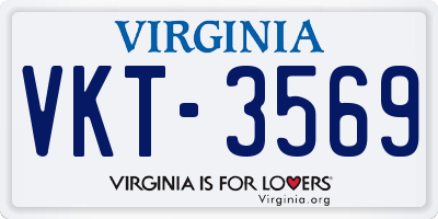 VA license plate VKT3569