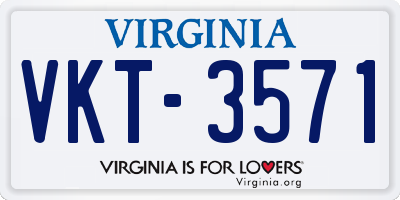 VA license plate VKT3571