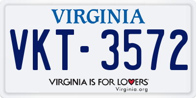 VA license plate VKT3572