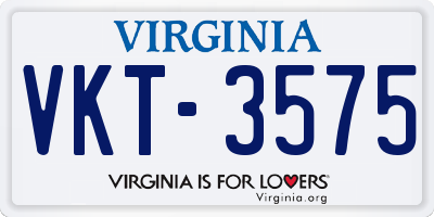 VA license plate VKT3575