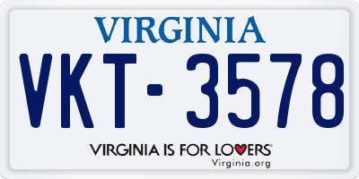 VA license plate VKT3578