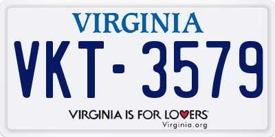 VA license plate VKT3579
