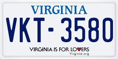 VA license plate VKT3580