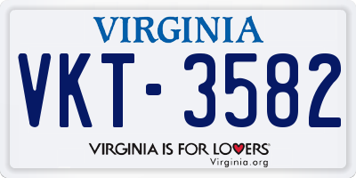 VA license plate VKT3582