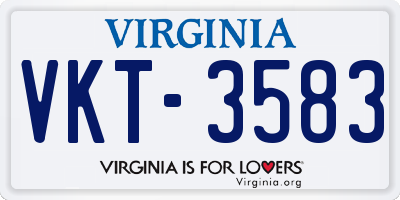 VA license plate VKT3583