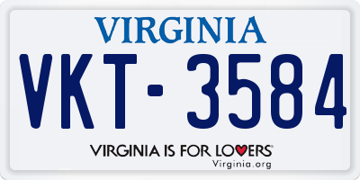 VA license plate VKT3584