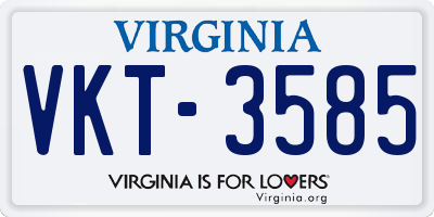 VA license plate VKT3585