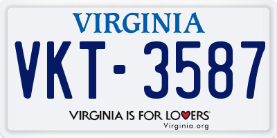 VA license plate VKT3587