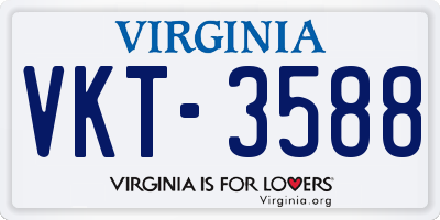 VA license plate VKT3588