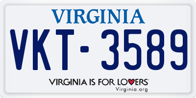 VA license plate VKT3589