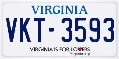 VA license plate VKT3593