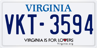 VA license plate VKT3594