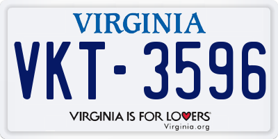 VA license plate VKT3596