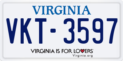 VA license plate VKT3597