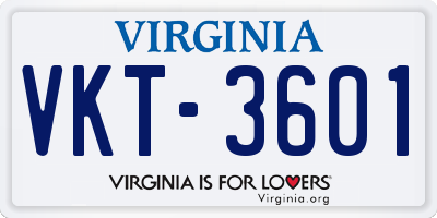 VA license plate VKT3601