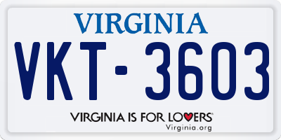 VA license plate VKT3603