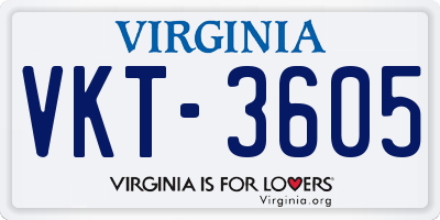 VA license plate VKT3605