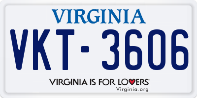 VA license plate VKT3606