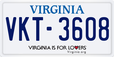 VA license plate VKT3608