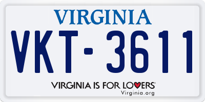VA license plate VKT3611
