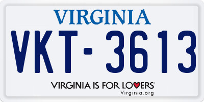 VA license plate VKT3613