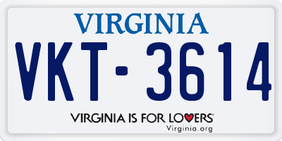 VA license plate VKT3614
