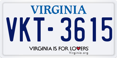 VA license plate VKT3615