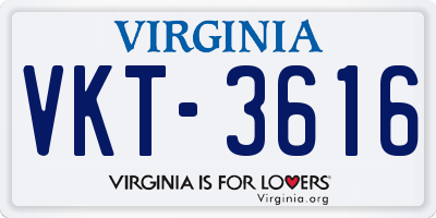 VA license plate VKT3616