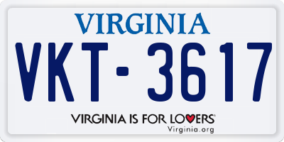 VA license plate VKT3617