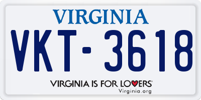 VA license plate VKT3618