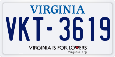 VA license plate VKT3619