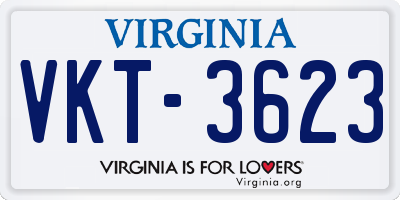 VA license plate VKT3623