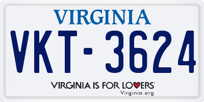 VA license plate VKT3624