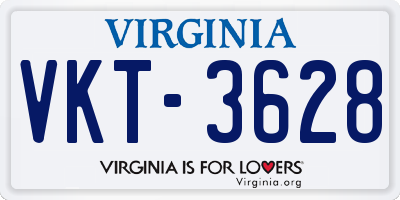 VA license plate VKT3628