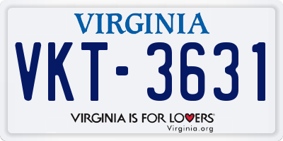 VA license plate VKT3631