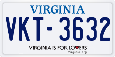 VA license plate VKT3632