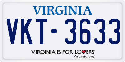 VA license plate VKT3633