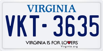 VA license plate VKT3635