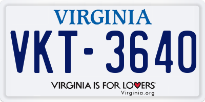 VA license plate VKT3640