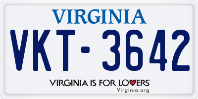 VA license plate VKT3642