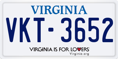 VA license plate VKT3652