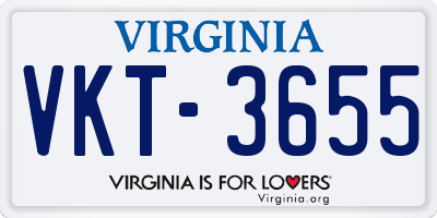 VA license plate VKT3655