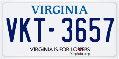 VA license plate VKT3657