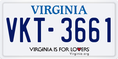 VA license plate VKT3661