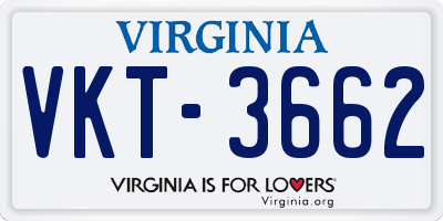 VA license plate VKT3662