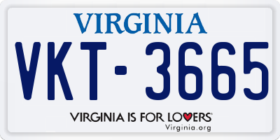 VA license plate VKT3665