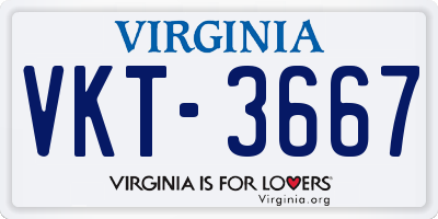 VA license plate VKT3667