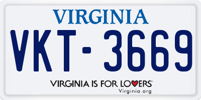 VA license plate VKT3669