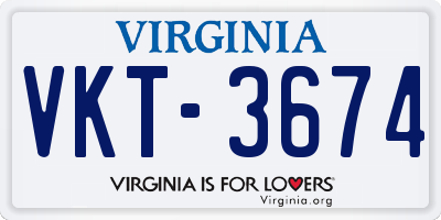VA license plate VKT3674