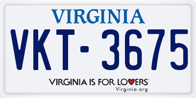 VA license plate VKT3675
